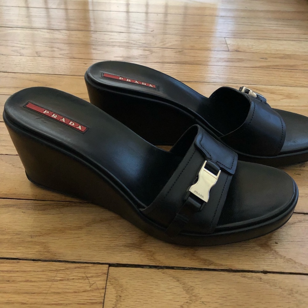 Prada vintage ladies wedges size 37.5 - Picture 5 of 7